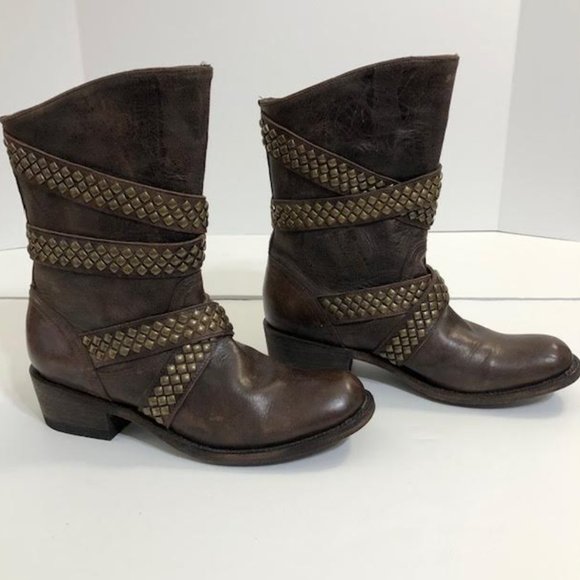 Sundance Shoes - Sundance Five Worlds by Cordani the Queentia Leather Brown Studded Boot size 8